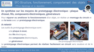 SFC2f-Les moyens de prototypage électronique : plaque d'essai, fils, composants électroniques, générateurs