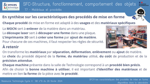 SFC1f-Les caractéristiques des procédés de mise en forme disponibles dans le laboratoire
