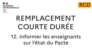 RCD : 12. Informer les enseignants sur l'état de leur Pacte