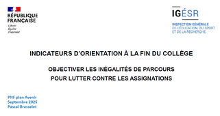 Les grands enjeux de l'orientation à partir d'indicateurs