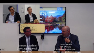 3 Conférences d'automne 2025 Favoriser l'insertion dans les parcours de la voie professionnelle Laurent Lucchini Directeur régional DRAFPIC Marc Bartoli Référent académique réforme voie professionnelle.mp4