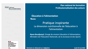 PNF - Éducation à l'alimentation - La dimension nutritionnelle - Pratique inspirante