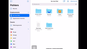 Organiser le contenu de la tablette - Application Fichiers
