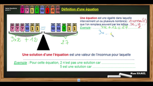 EQUATIONS - Définition d'une équation, tester des solutions