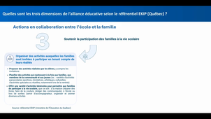 Quelles sont les trois dimensions de l’alliance éducative selon le référentiel EKIP (Québec) ?