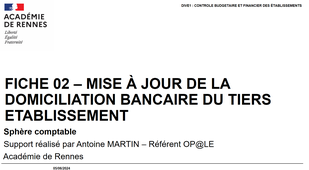 BASCULE / Fiche 02 - Mise à jour de la domiciliation bancaire du tiers établissement - COMPTA