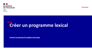 Formation PRAF - Créer un programme lexical