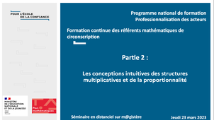 PNF 2022/2023 - RMC - Journée 3 - Les conceptions intuitives des structures multiplicatives et de la proportionnalité - E. Sander