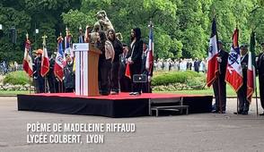 Lecture du poème de Madeleine Riffaut par les élèves du lycée Colbert de Lyon, 8 mai 2025
