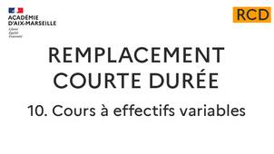 RCD : 10.Cours à effectifs variables