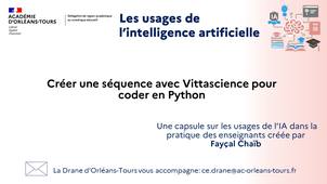 IA au service des enseignants - Créer une séquence avec Vittascience pour coder en Python