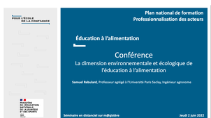 PNF - Éducation à l'alimentation - La dimension environnementale et écologique