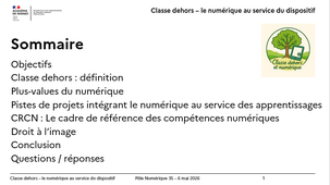 Classe dehors, le numérique au service du dispositif - Mdn - 06/05/2026