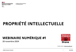 Webinaire numérique de la Drane  #1 : La propriété intellectuelle