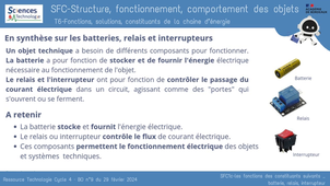 SFC1c-Les fonctions des constituants suivants : batterie, relais/interrupteur