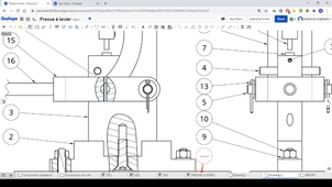 ONSHAPE modeleur 3D SaaS - TP Presse Plan d'ensemble de la presse