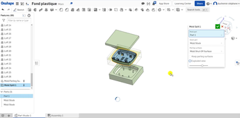 ONSHAPE modeleur 3D SaaS - Exploitation en plasturgie Conception du moule de la pièce. Premières étapes..