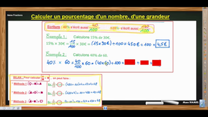 FRACTIONS appliquer pourcentage à une grandeur un nombre