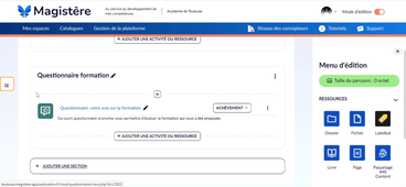 Intégrer le questionnaire de fin de formation du 65 dans Magistère