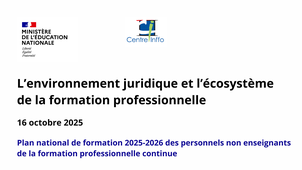 L’environnement juridique et l’écosystème de la formation professionnelle