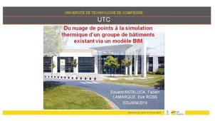 Du nuage de points à la simulation thermique d'un groupe de bâtiments existant via un modèle BIM - EduBIM 2019