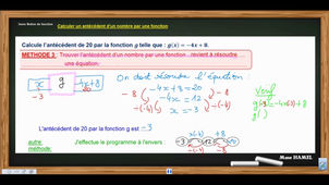 FONCTION calculer un antecedent d'un nombre