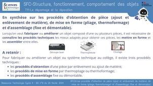 SFC2d-Les procédés d'obtention de pièce, de mise en forme et d'assemblage
