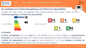 OST3b-L'indice énergétique et l'indice de réparabilité