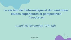 Le secteur de l'informatique et du numérique - études supérieures et perspectives