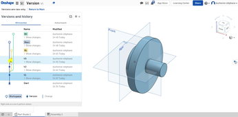 ONSHAPE modeleur 3D SaaS -Versionnage.