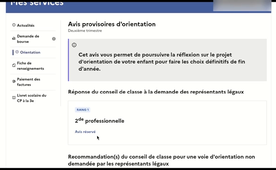 Prise de connaissance de l'avis du conseil de classe sur les voeux provisoires