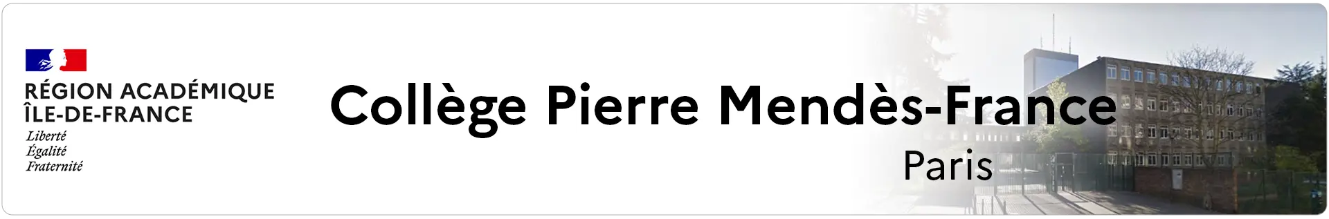 Bannière Île-de-France - Collège Pierre Mendès-France - Paris