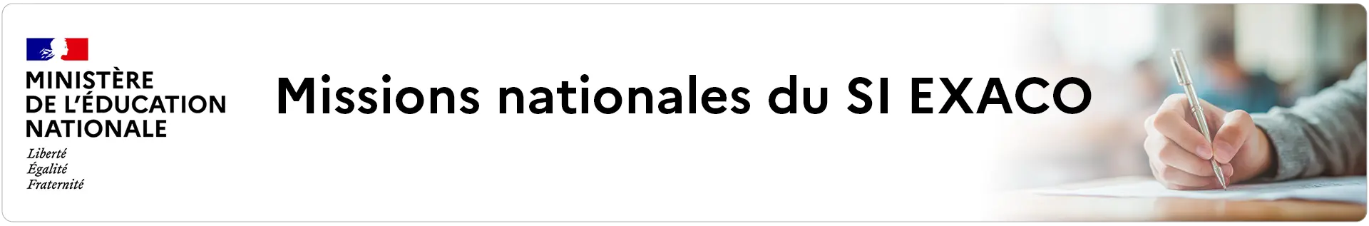 Bannière Missions nationales du SI EXACO
